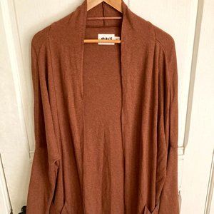 Nwot Pact Airplane Cardigan Saddle Heather Brown Women's size L/XL